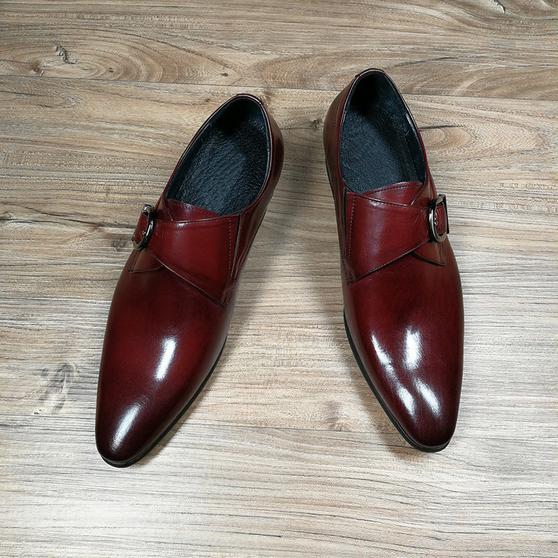 Pointed Toe Business Leather Shoes Work Men'S Buckle Shoes