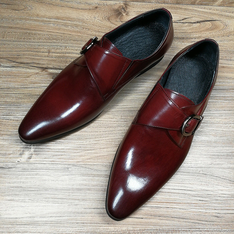 Pointed Toe Business Leather Shoes Work Men'S Buckle Shoes