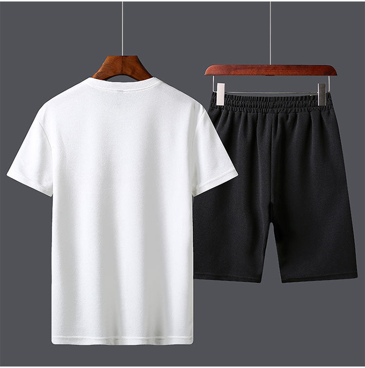 Men's Letter Print T-Shirt Shorts Two-Piece Set
