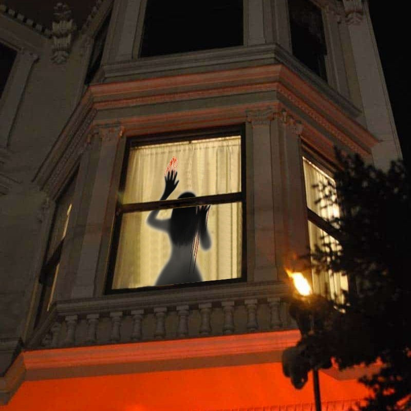 Halloween Bloody Handprint Door Sticker – Scary Horror Wall and Window Decoration