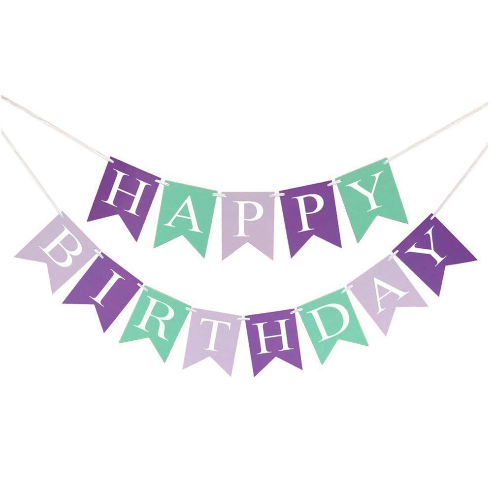 Happy Birthday Banner Mermaid Party Decoration Garland Baby Girl 1st Birthday Decor Mermaid Tail Shell Banner Baby shower Supply