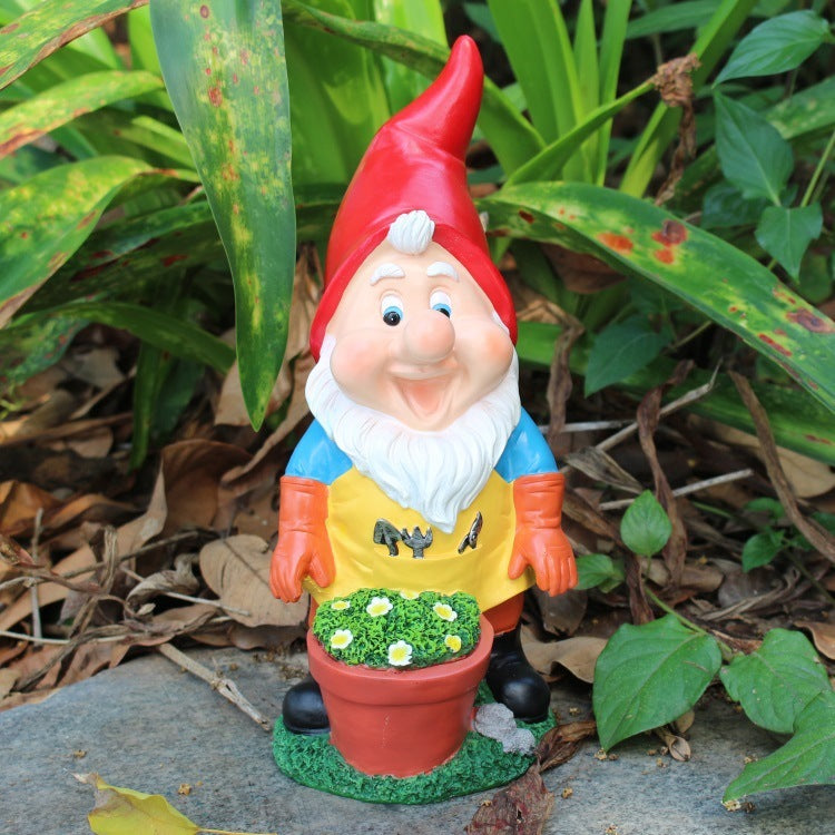 Creative Dwarf Ornament Resin Crafts Outdoor Statue Flower Pot Furnishings Decoration for Home Garden Courtyard WK