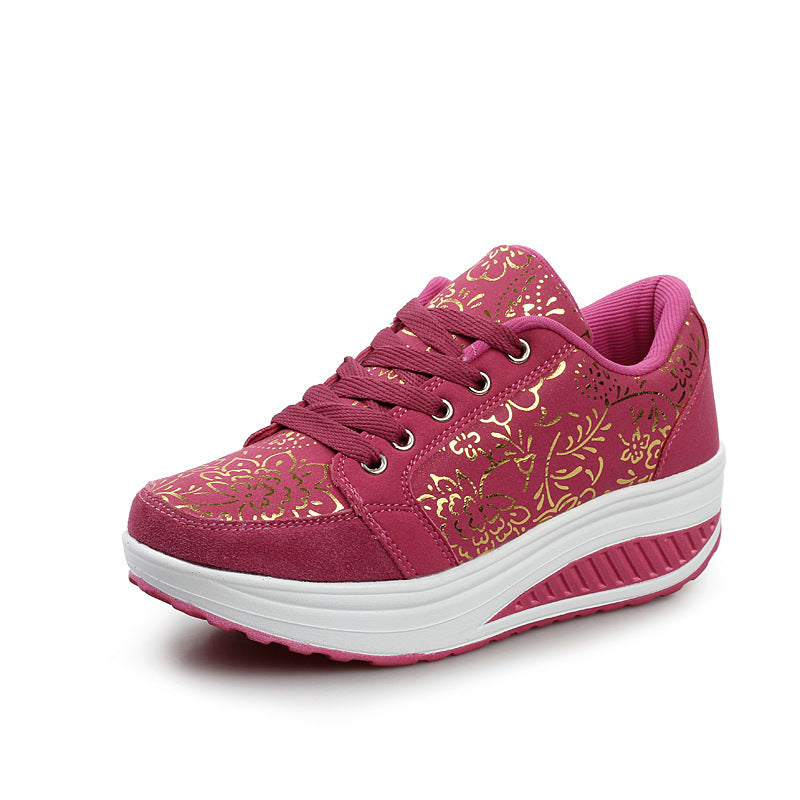 Women's Lace Up PU Sneakers Heart Design Regular Fit