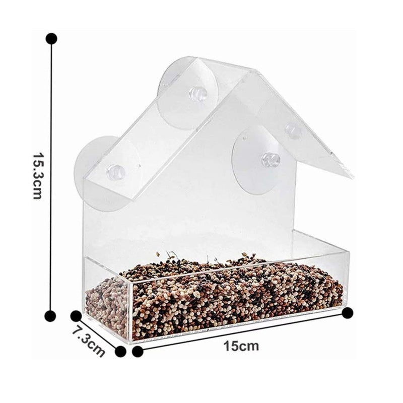Clear Acrylic Bird Food Bowl with Strong Suction Cup for Outdoor and Indoor Window Feeding