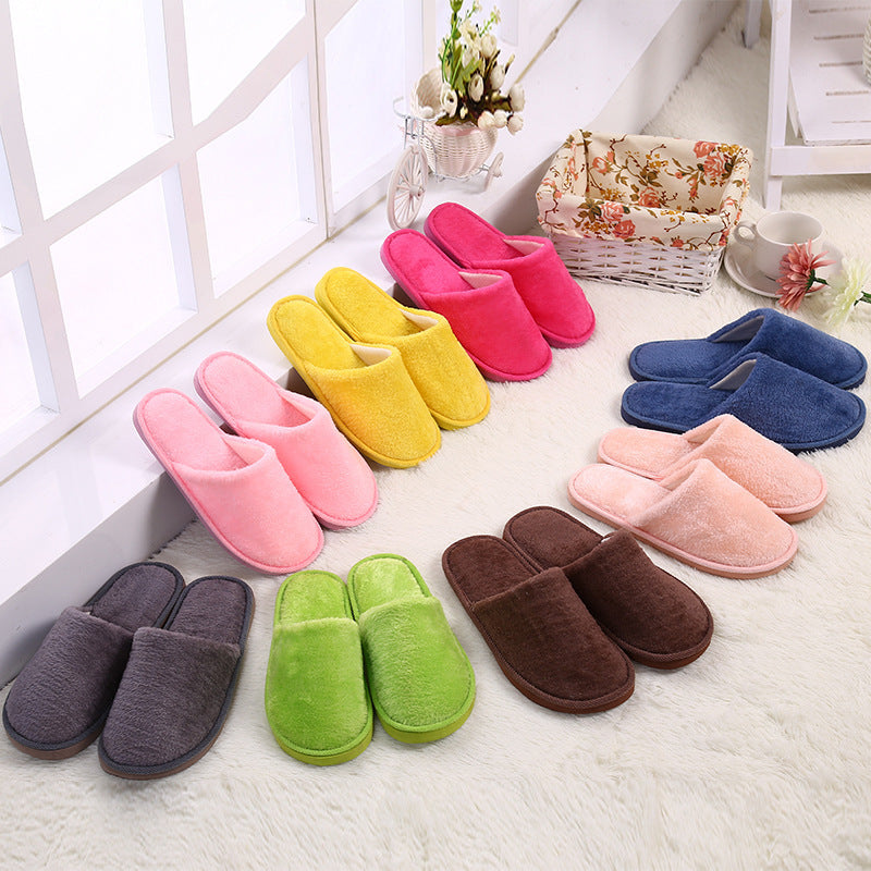 Unisex Velvet Plush Indoor Slippers Warm EVA Sole Cozy