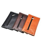 Tri-fold Leather Cigarette Bag With Zipper