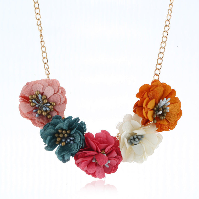 Temperament Fabric Flower Necklace Women's Clothing Accessories
