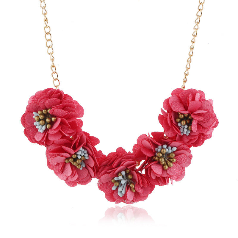 Temperament Fabric Flower Necklace Women's Clothing Accessories