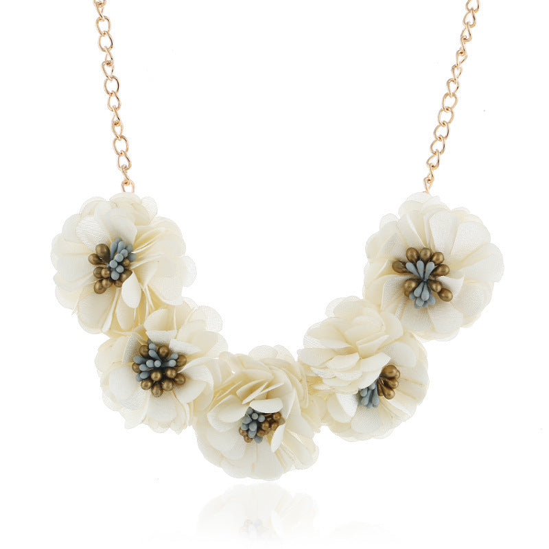 Temperament Fabric Flower Necklace Women's Clothing Accessories