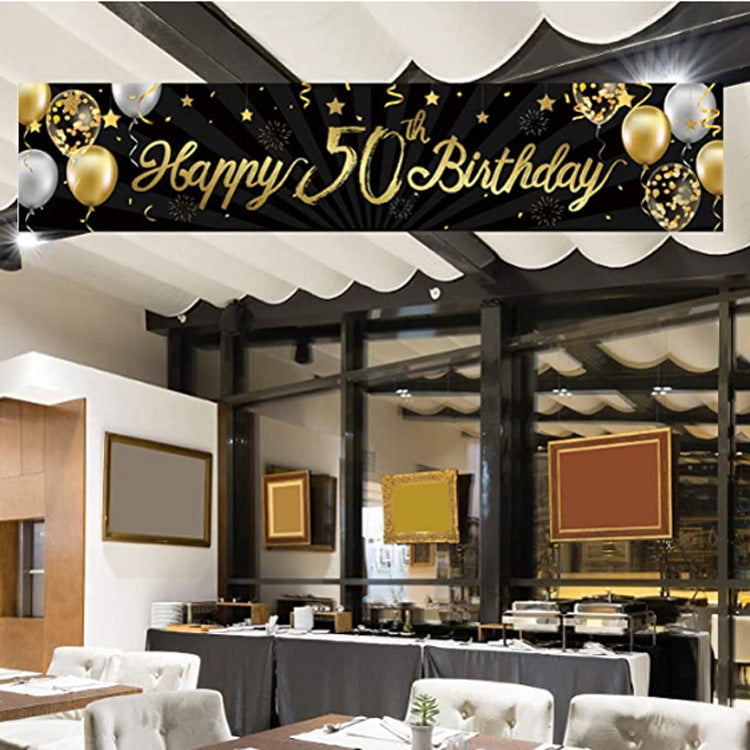 Happy Birthday Banner Logo Flashing Gold