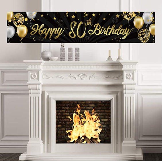 Happy Birthday Banner Logo Flashing Gold