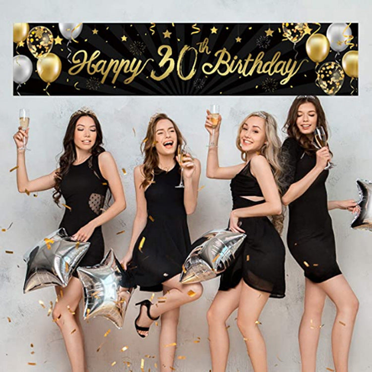 Happy Birthday Banner Logo Flashing Gold