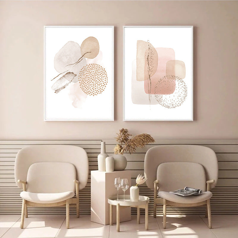 Simple Modern Nordic Abstract Geometry Gold Foil Frameless Decorative Painting Beige Gilt Living Room Sofa Wall Painting