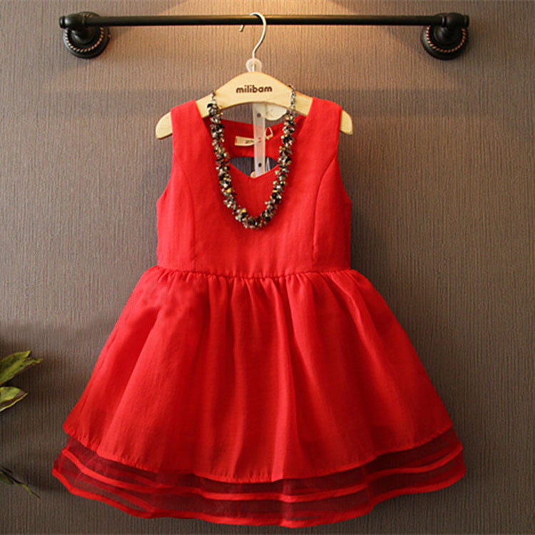 Korean Style Vest Puffy Dress Girls