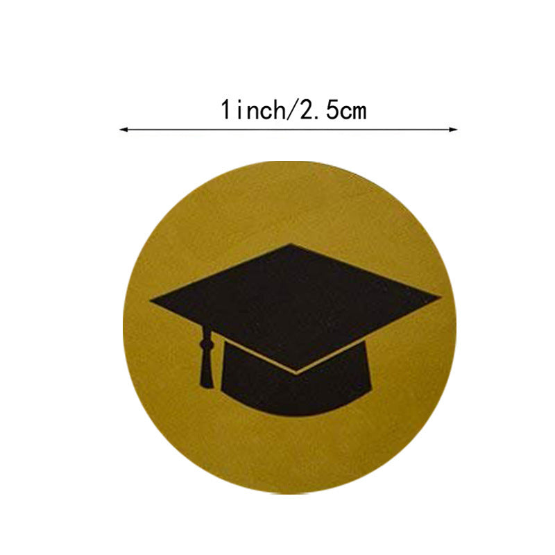 Round Graduation Stickers with Cap and Diploma Design – Party, School Supplies, and Student Stationery