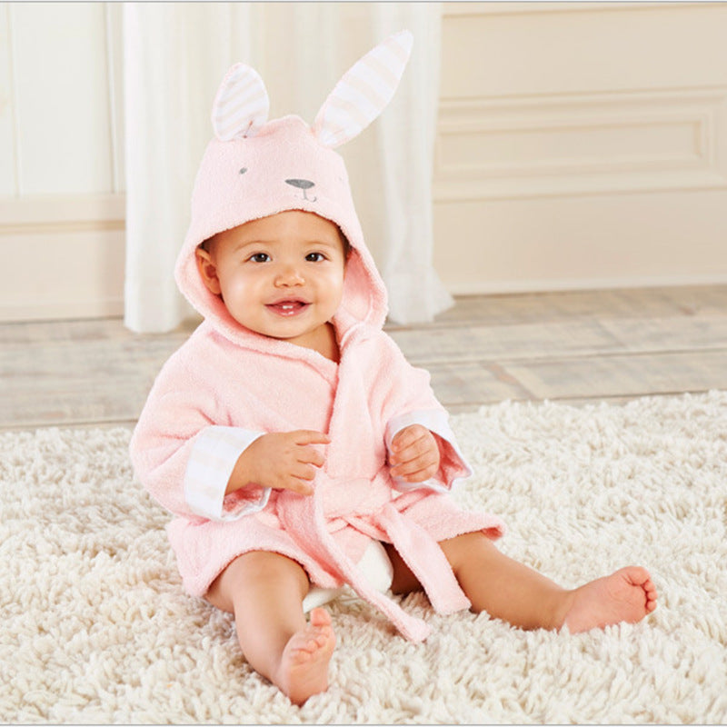 Unisex Hooded Cotton Baby Bathrobe Cartoon Relaxed Fit