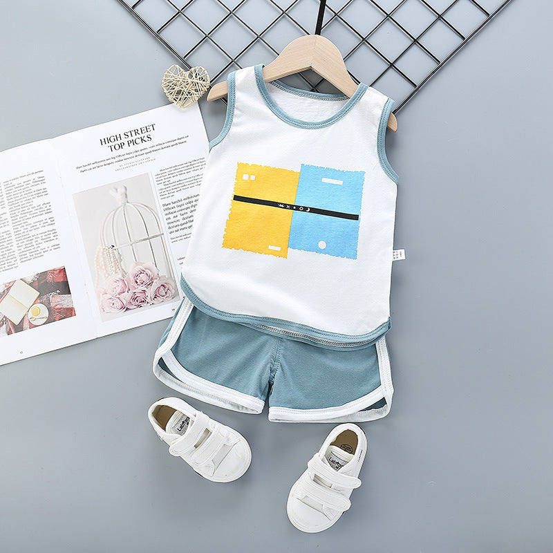 Sports Pure Cotton Girls Casual Fashion Suit Korean Children's Clothing