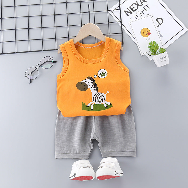 Sports Pure Cotton Girls Casual Fashion Suit Korean Children's Clothing
