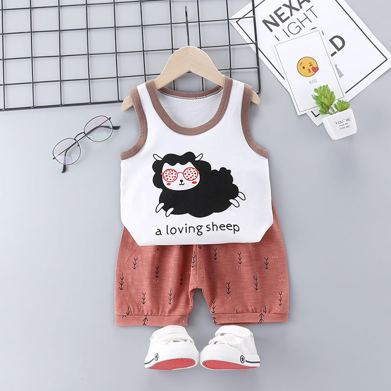Sports Pure Cotton Girls Casual Fashion Suit Korean Children's Clothing