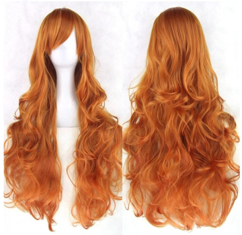 New Style Female Oblique Bangs Multicolor 80 Cm Wig Chemical Fiber Wig Cover