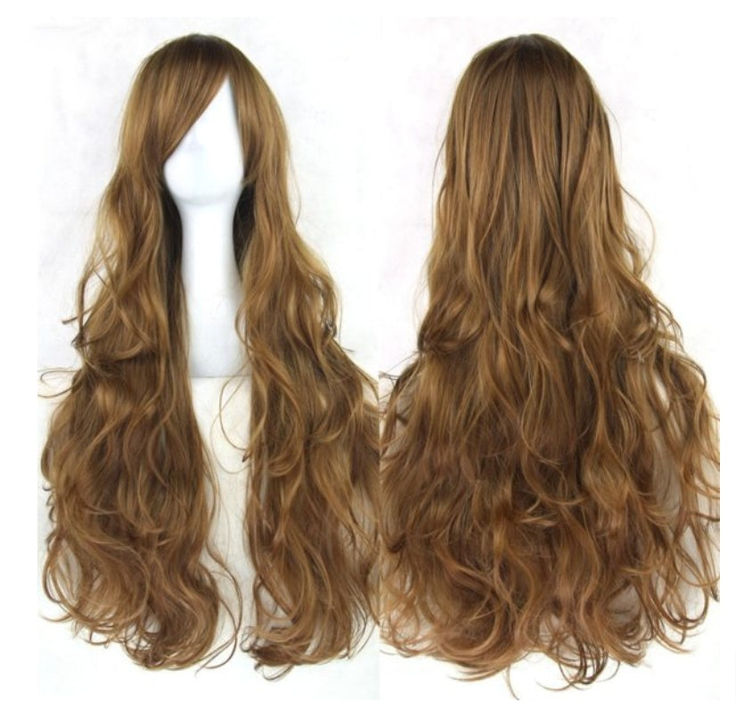 New Style Female Oblique Bangs Multicolor 80 Cm Wig Chemical Fiber Wig Cover