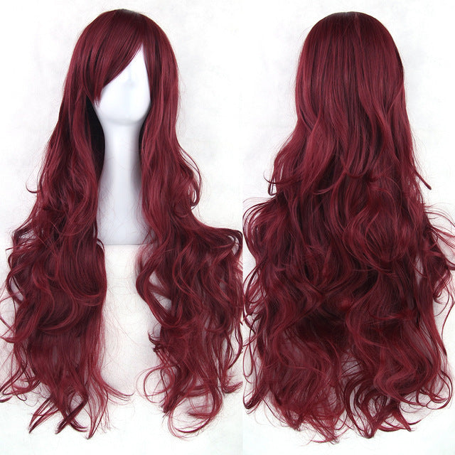 New Style Female Oblique Bangs Multicolor 80 Cm Wig Chemical Fiber Wig Cover