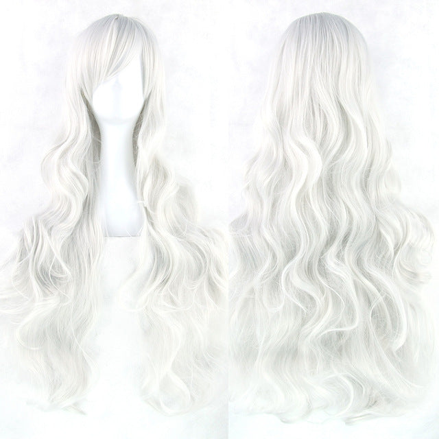 New Style Female Oblique Bangs Multicolor 80 Cm Wig Chemical Fiber Wig Cover