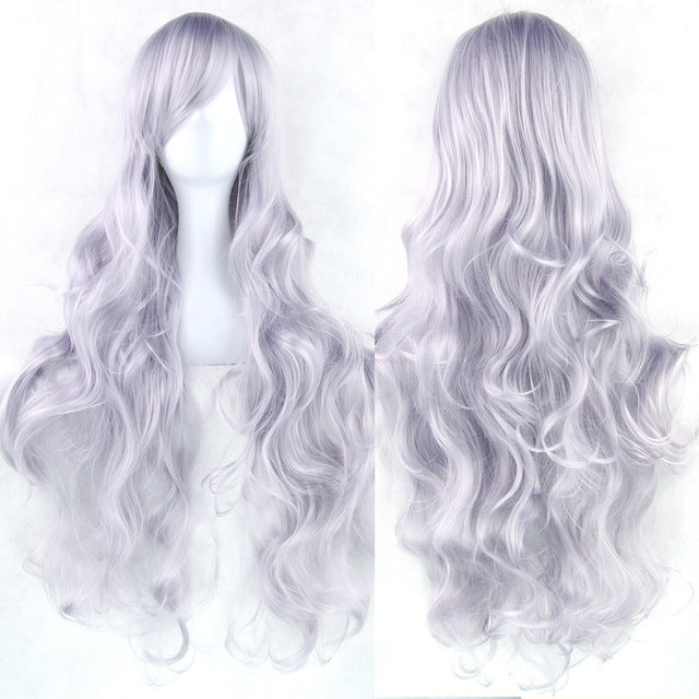 New Style Female Oblique Bangs Multicolor 80 Cm Wig Chemical Fiber Wig Cover