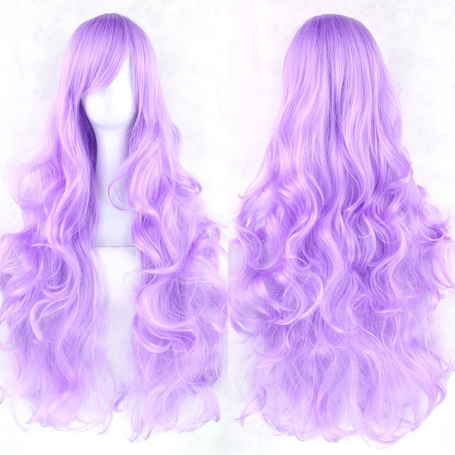 New Style Female Oblique Bangs Multicolor 80 Cm Wig Chemical Fiber Wig Cover
