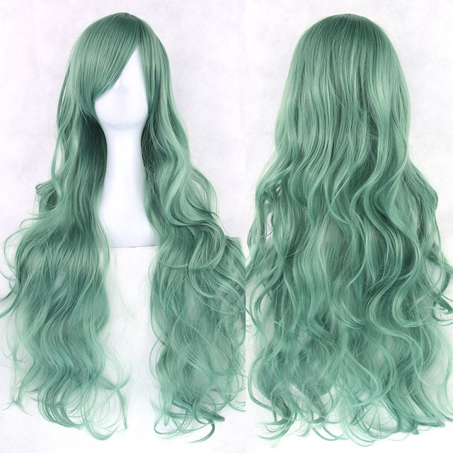 New Style Female Oblique Bangs Multicolor 80 Cm Wig Chemical Fiber Wig Cover