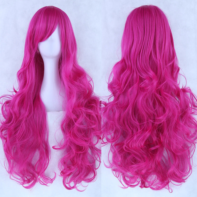 New Style Female Oblique Bangs Multicolor 80 Cm Wig Chemical Fiber Wig Cover