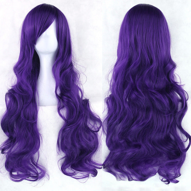 New Style Female Oblique Bangs Multicolor 80 Cm Wig Chemical Fiber Wig Cover