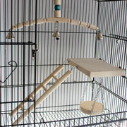Parrot Cage Toy – Wooden Swing Ladder with Bell, Springboard, and Chew Relief for Budgies, Cockatiels, and Parakeets