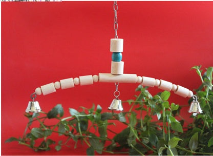 Parrot Cage Toy – Wooden Swing Ladder with Bell, Springboard, and Chew Relief for Budgies, Cockatiels, and Parakeets