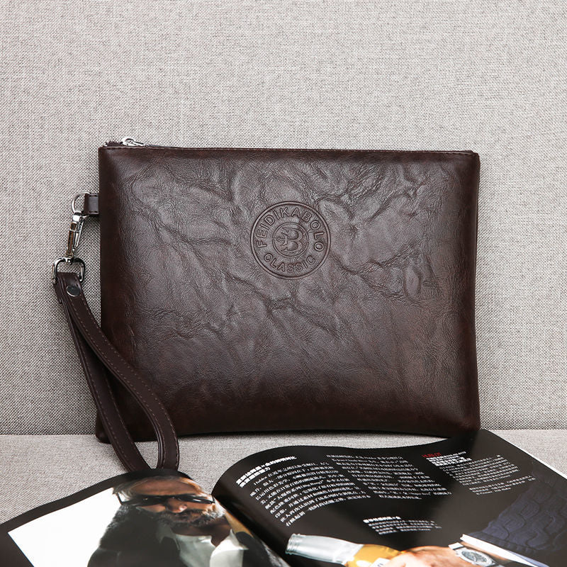 Mens Clutch Bag Wallet PU Frosted Casual Bark Pattern
