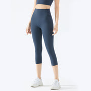 Nude Fitness Pants Women High Waist Sports Tight Cropped Pants