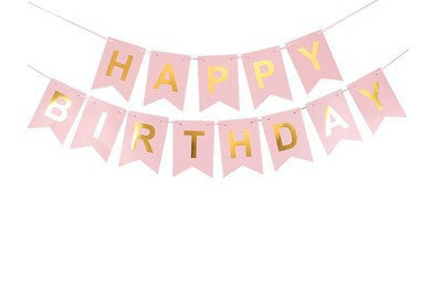 Birthday Party Decoration Swallowtail Hot Stamping Flag Happy Birthday
