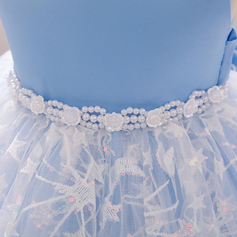 Children's One-year-old Dress Girls Vest Princess Skirt Fluffy Yarn Printing Foreign Trade