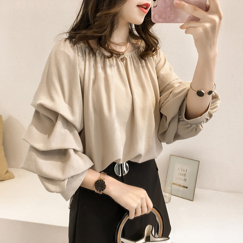 Women's Strapless Chiffon Blouse Apricot Relaxed