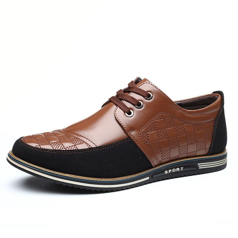 Men’s Autumn Casual Lace-up Shoes – Breathable British Driving Style, Large