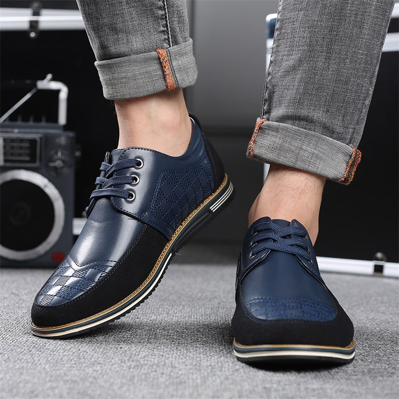 Men’s Autumn Casual Lace-up Shoes – Breathable British Driving Style, Large