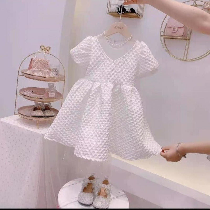 Girls Summer A-Line Princess Dress Cotton Short Sleeve