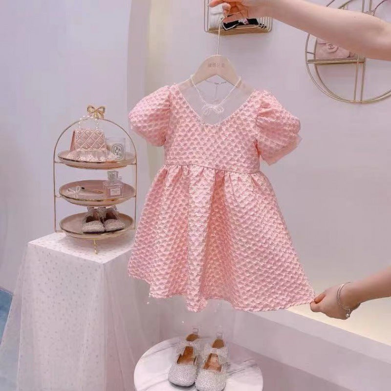 Girls Summer A-Line Princess Dress Cotton Short Sleeve