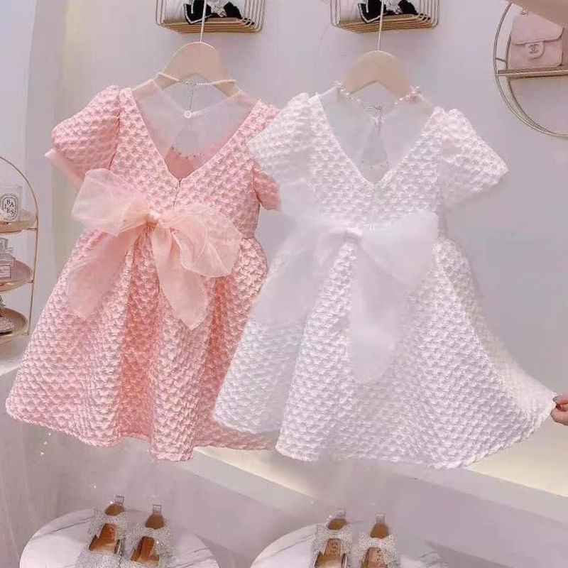 Girls Summer A-Line Princess Dress Cotton Short Sleeve