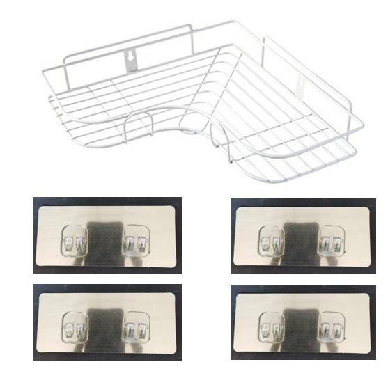 Punch-Free Wall-Mounted Bathroom Storage Rack – Kitchen Corner Shelf with Tripod