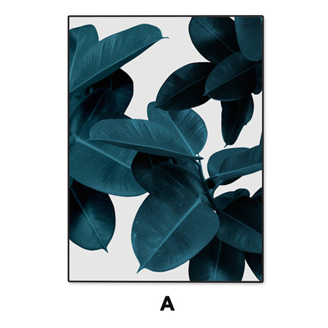 Modern Botanical Wall Art – Leaflet Plant Leaves Flower Spray Painting Canvas Decor