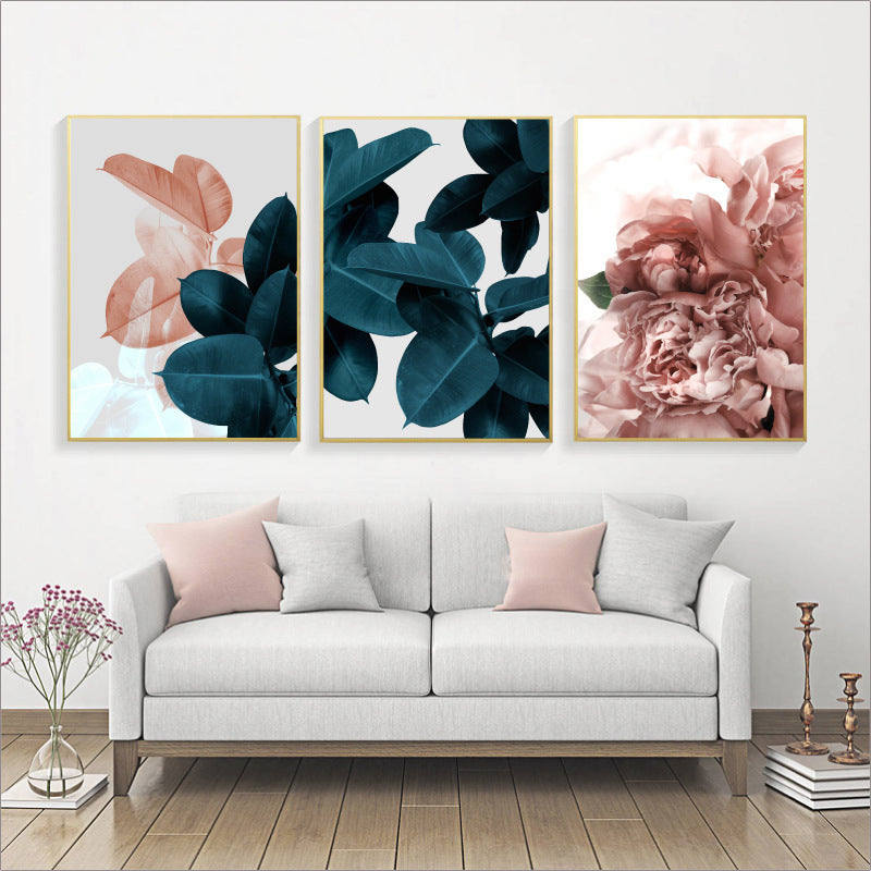Modern Botanical Wall Art – Leaflet Plant Leaves Flower Spray Painting Canvas Decor