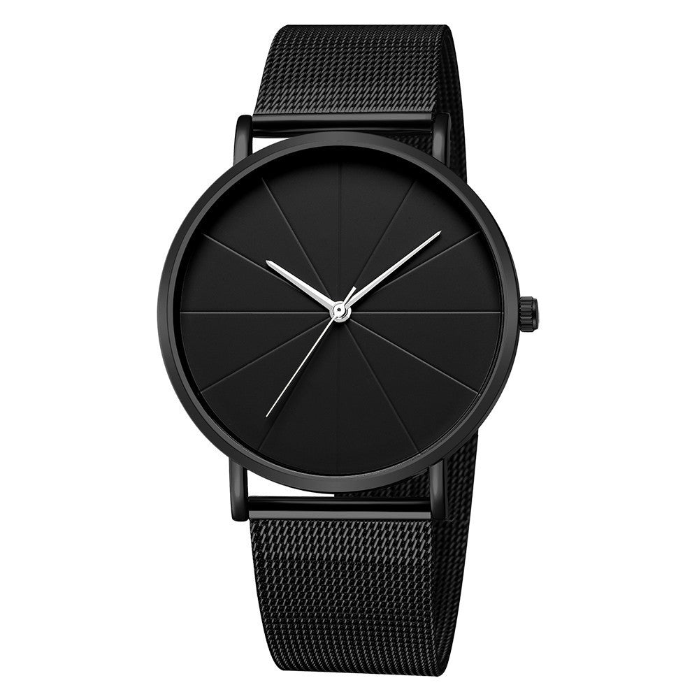 Pure Black Mesh Strap Quartz Watch – Minimalist Unisex & Couple’s Design