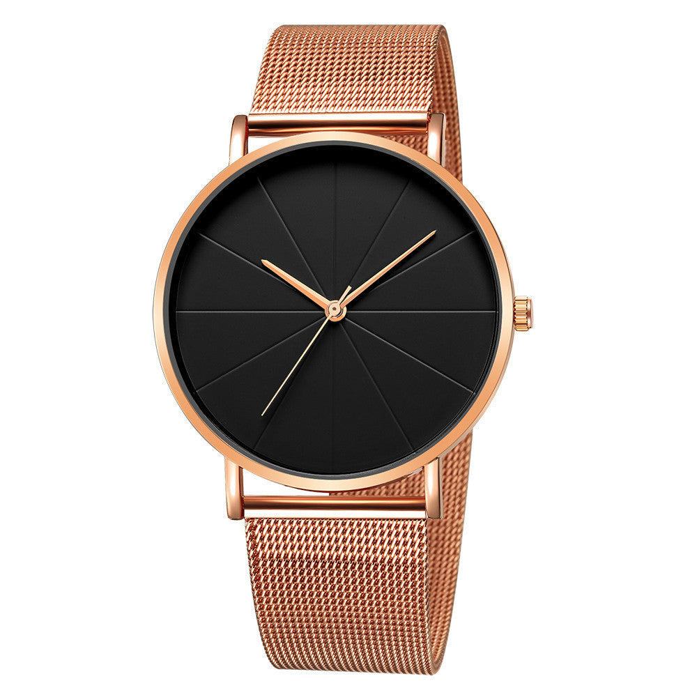 Pure Black Mesh Strap Quartz Watch – Minimalist Unisex & Couple’s Design