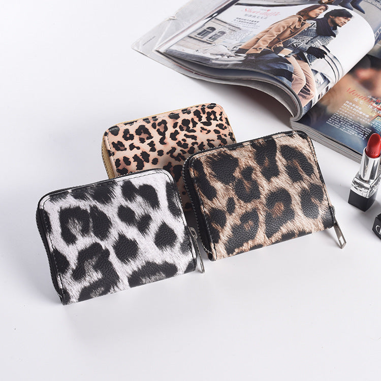 Women's Lychee Pattern PU Leather Zipper Wallet Bag Slim